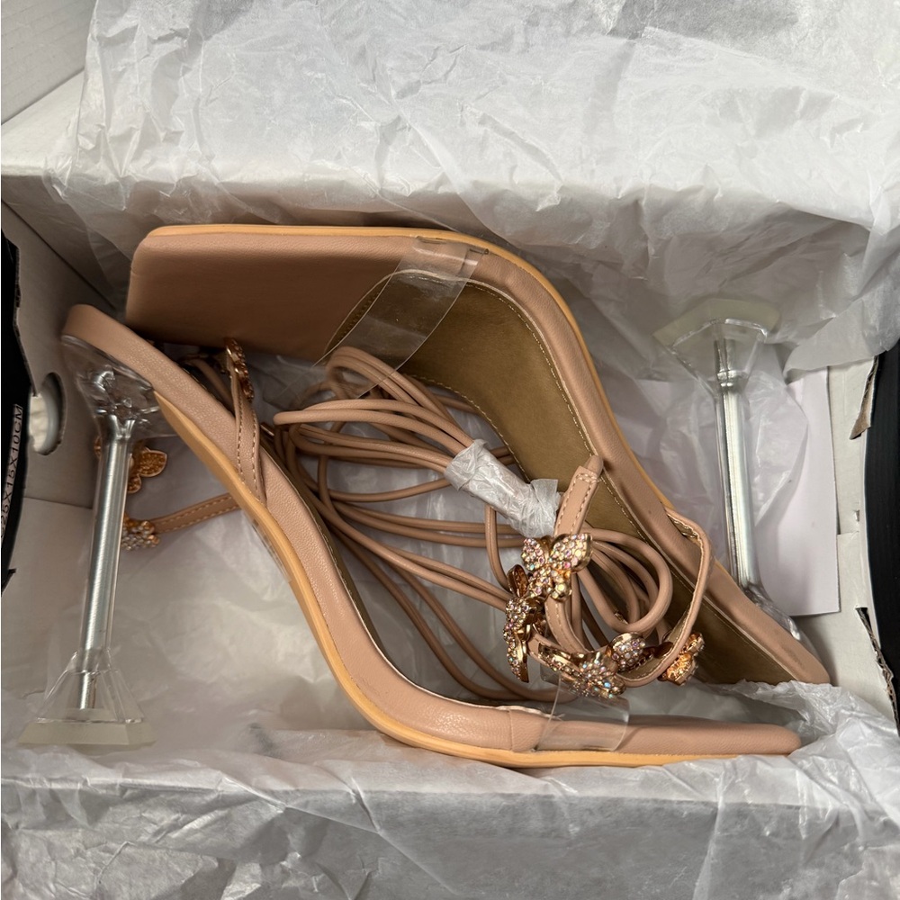 Fashion Nova Nude Strappy Heels